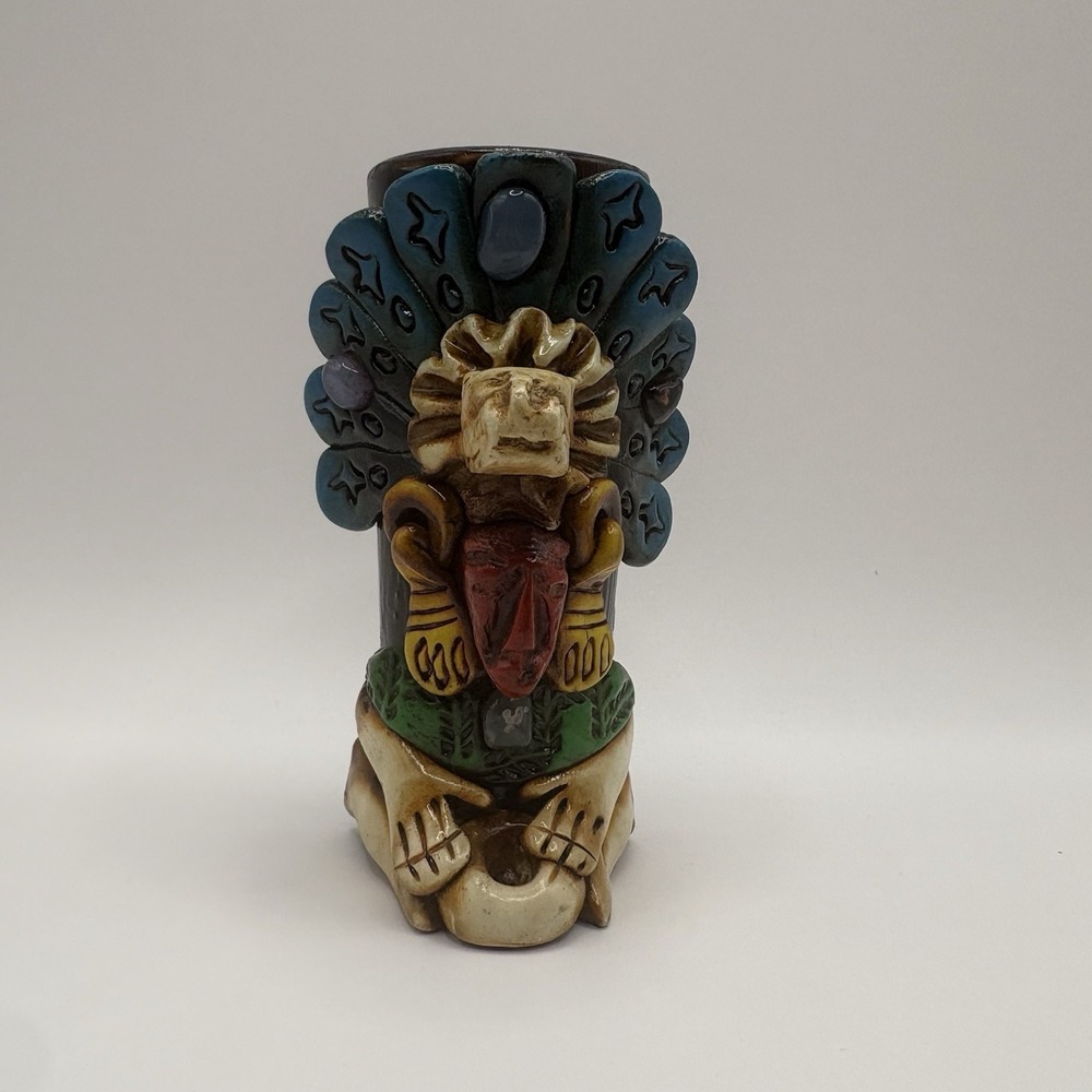 Aztec Warrior Tequilla Shot Glass Totem 4 Inch Souvenir